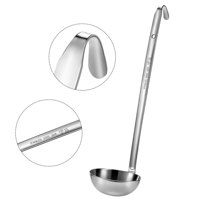 meekoo 3 Pieces Stainless Steel Ladle Soup Handle Ladle with Pouring Rim for Kitchen Cooking Soup Sauce(4 oz) - Image 4